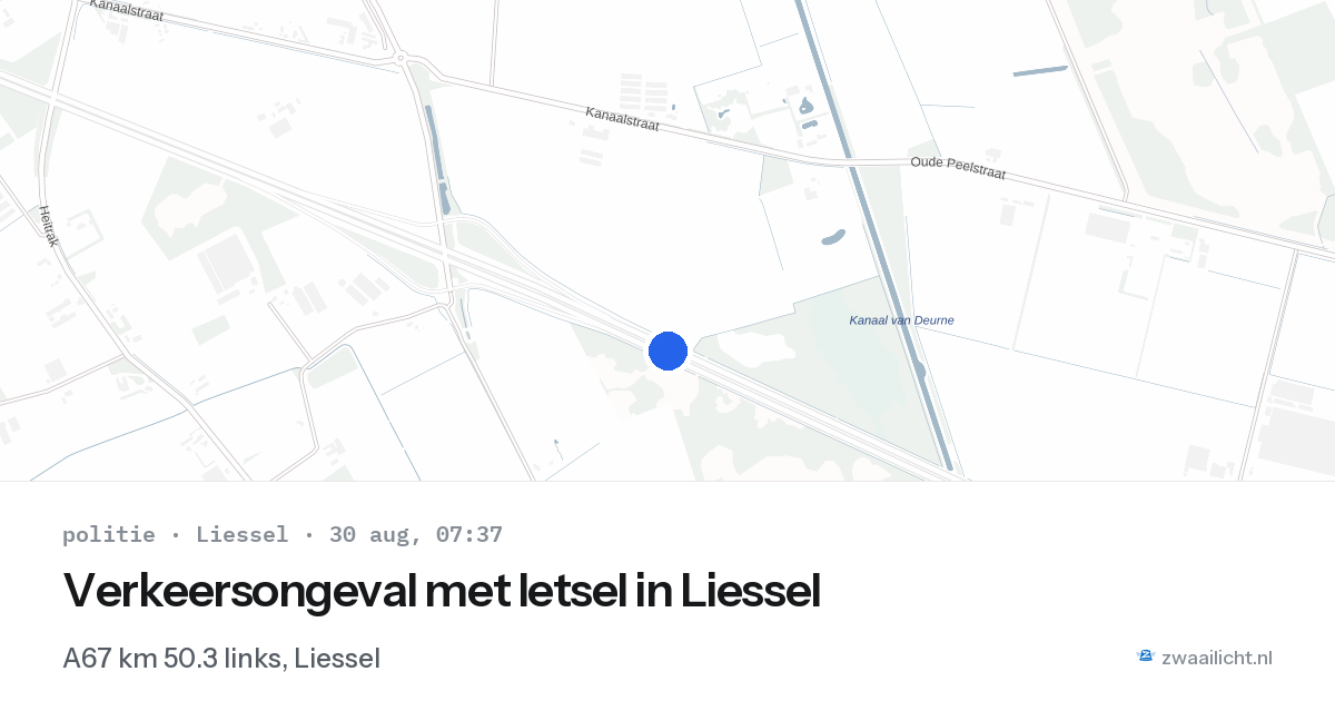 Verkeersongeval met letsel in Liessel — 30 aug 2026