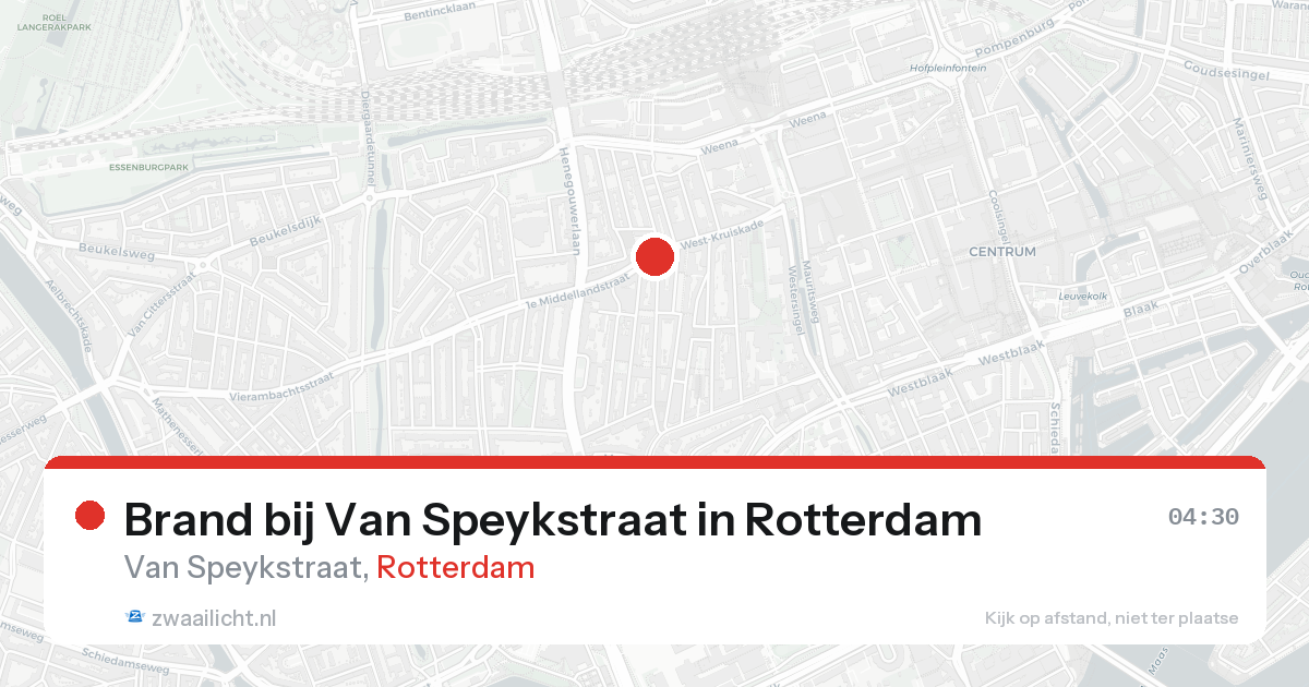 Brand bij Van Speykstraat in Rotterdam — 16 aug 2026