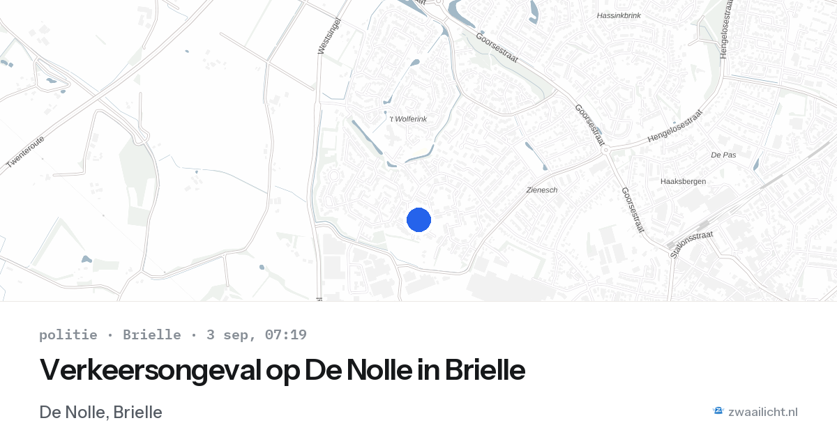 Verkeersongeval op De Nolle in Brielle — 3 sep 2026