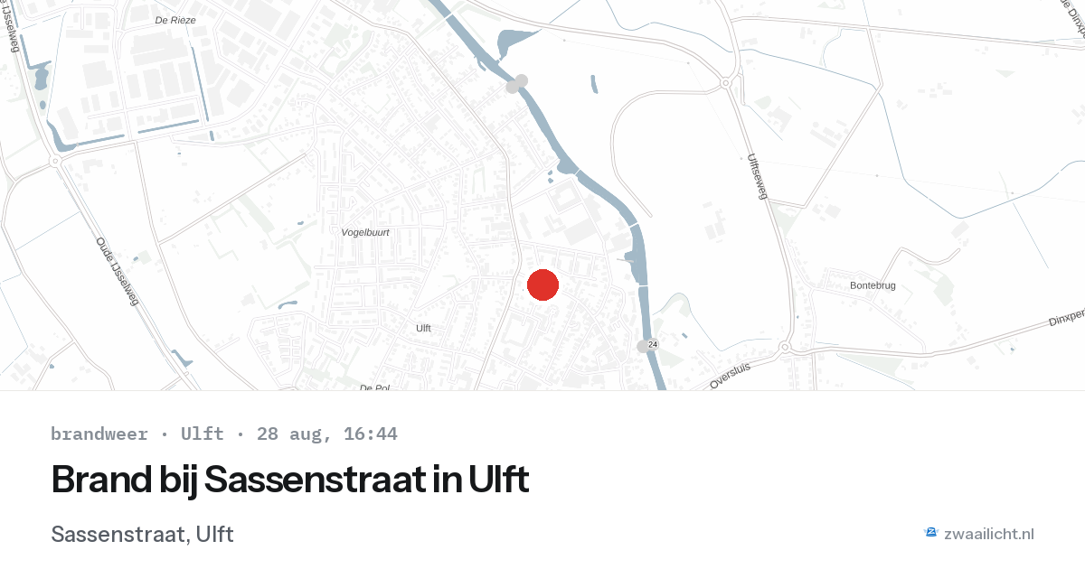 Brand bij Sassenstraat in Ulft — 28 aug 2026