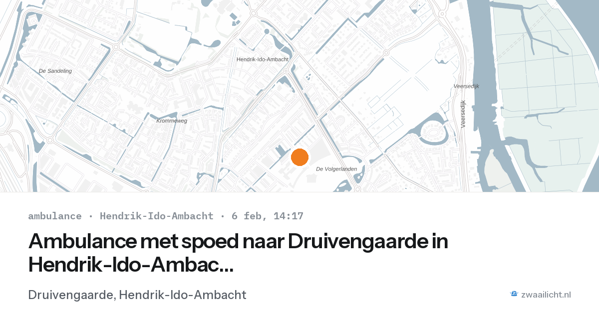 Ambulance met spoed naar Druivengaarde in Hendrik-Ido-Ambacht — 6 feb 2026