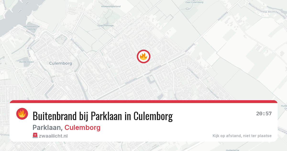 Buitenbrand bij Parklaan in Culemborg — 29 mrt 2026