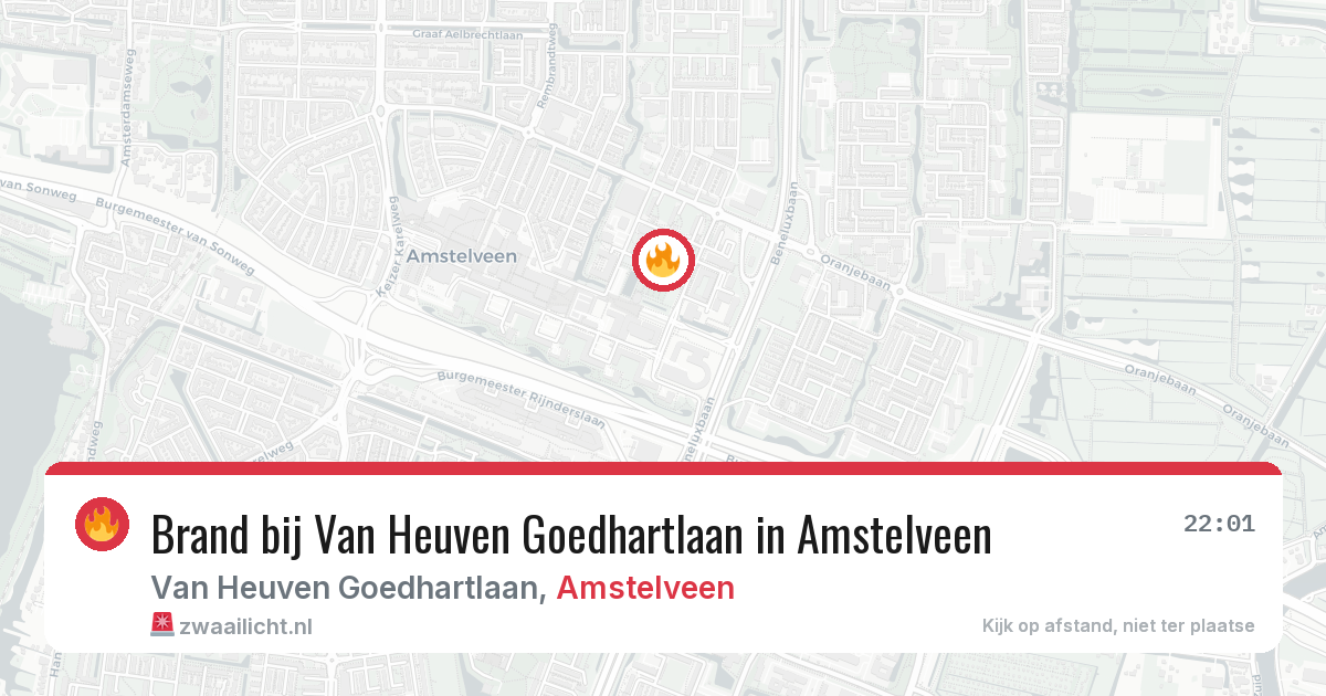 Brand bij Van Heuven Goedhartlaan in Amstelveen — 1 jul 2026