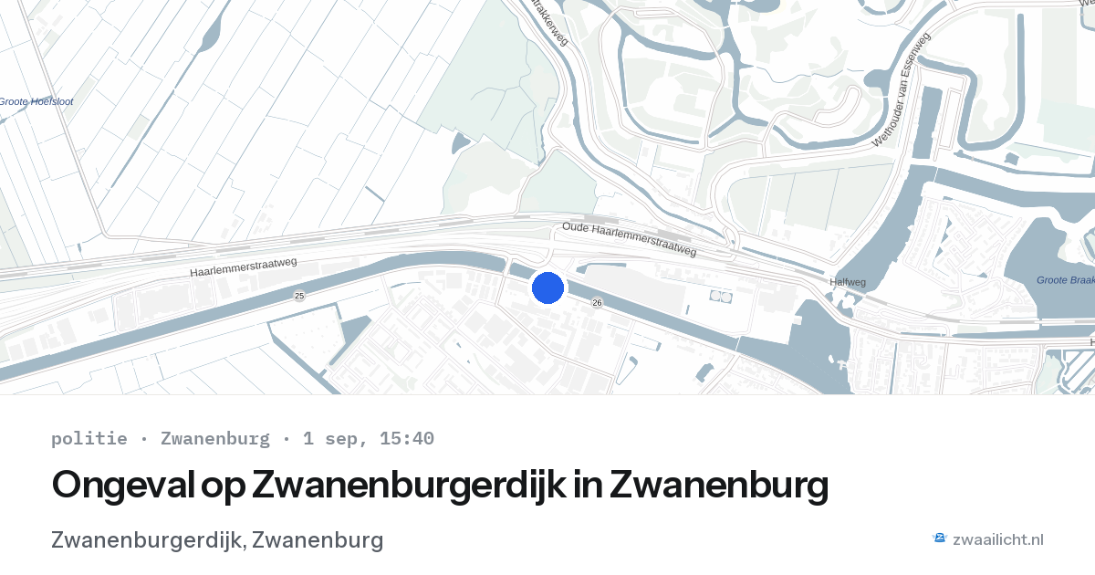 Ongeval op Zwanenburgerdijk in Zwanenburg — 1 sep 2026