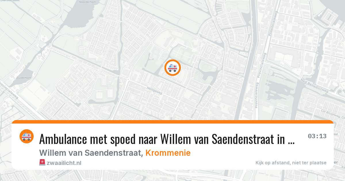 Ambulance met spoed naar Willem van Saendenstraat in Krommenie — 26 jul 2026