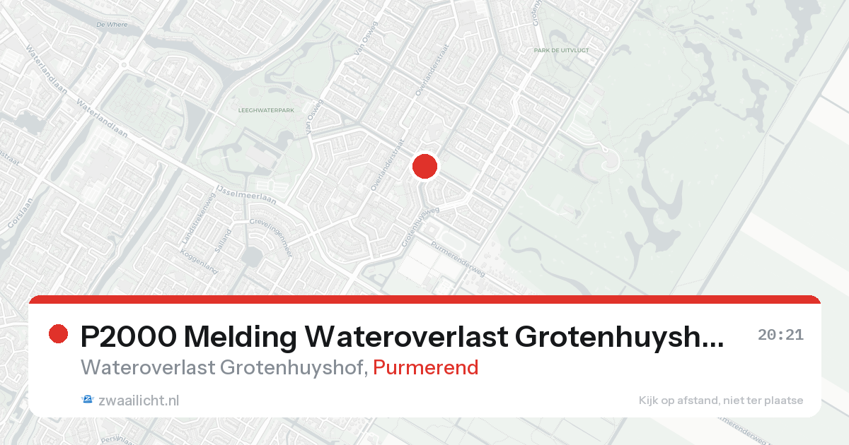 P2000 Melding Wateroverlast Grotenhuyshof, Purmerend — 4 feb 2026