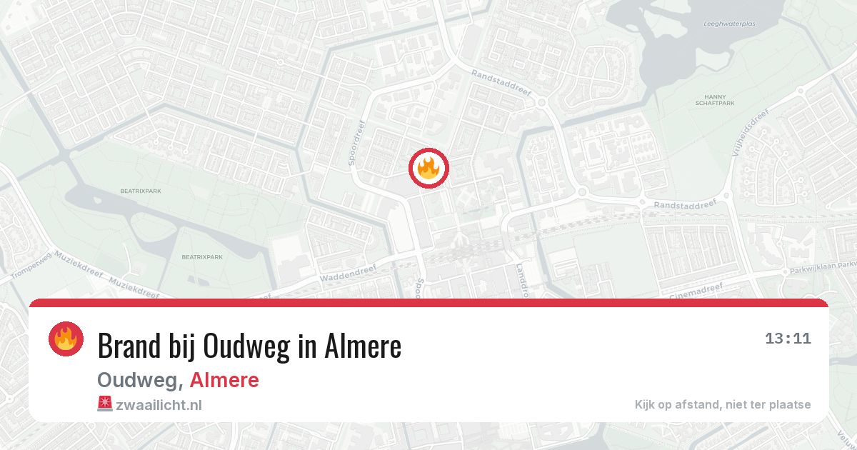 Brand bij Oudweg in Almere — 13 aug 2026