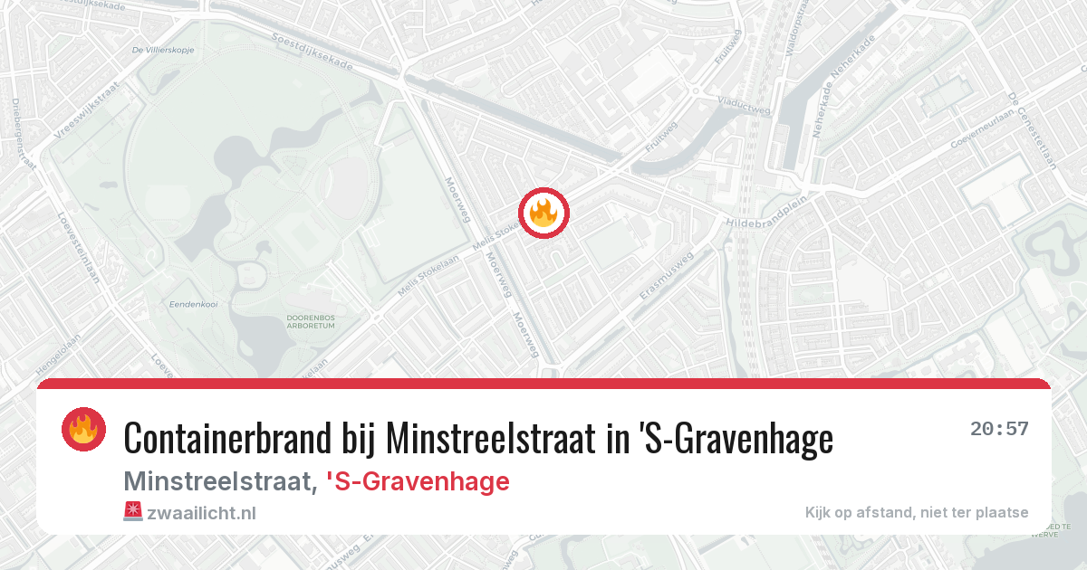 Containerbrand bij Minstreelstraat in 'S-Gravenhage — 21 jun 2026