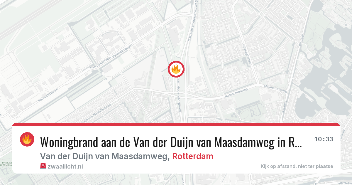 Woningbrand aan de Van der Duijn van Maasdamweg in Rotterdam — 18 jun 2026