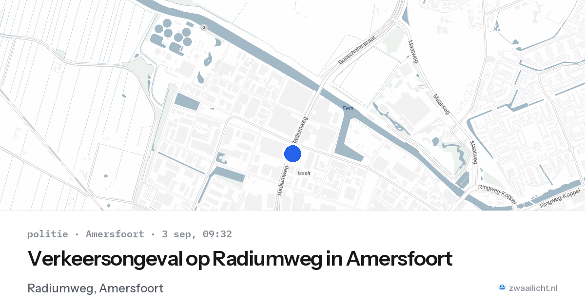 Verkeersongeval op Radiumweg in Amersfoort — 3 sep 2026