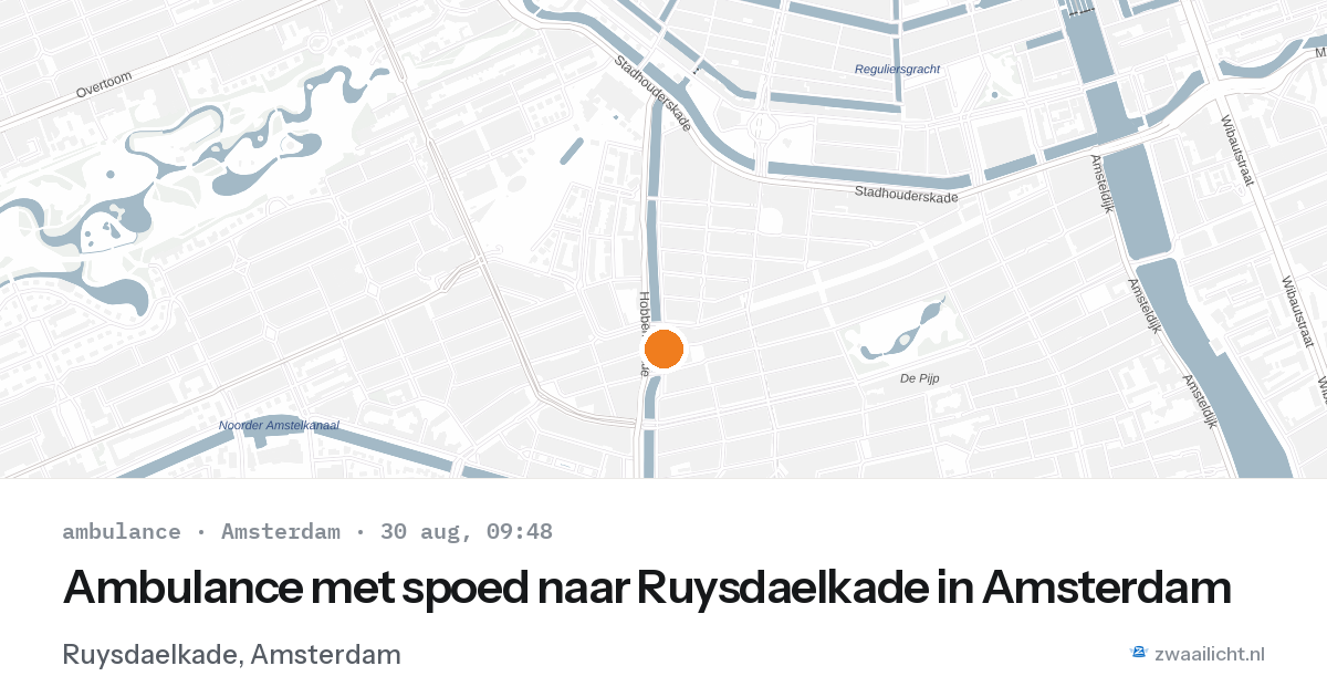Ambulance met spoed naar Ruysdaelkade in Amsterdam — 30 aug 2026