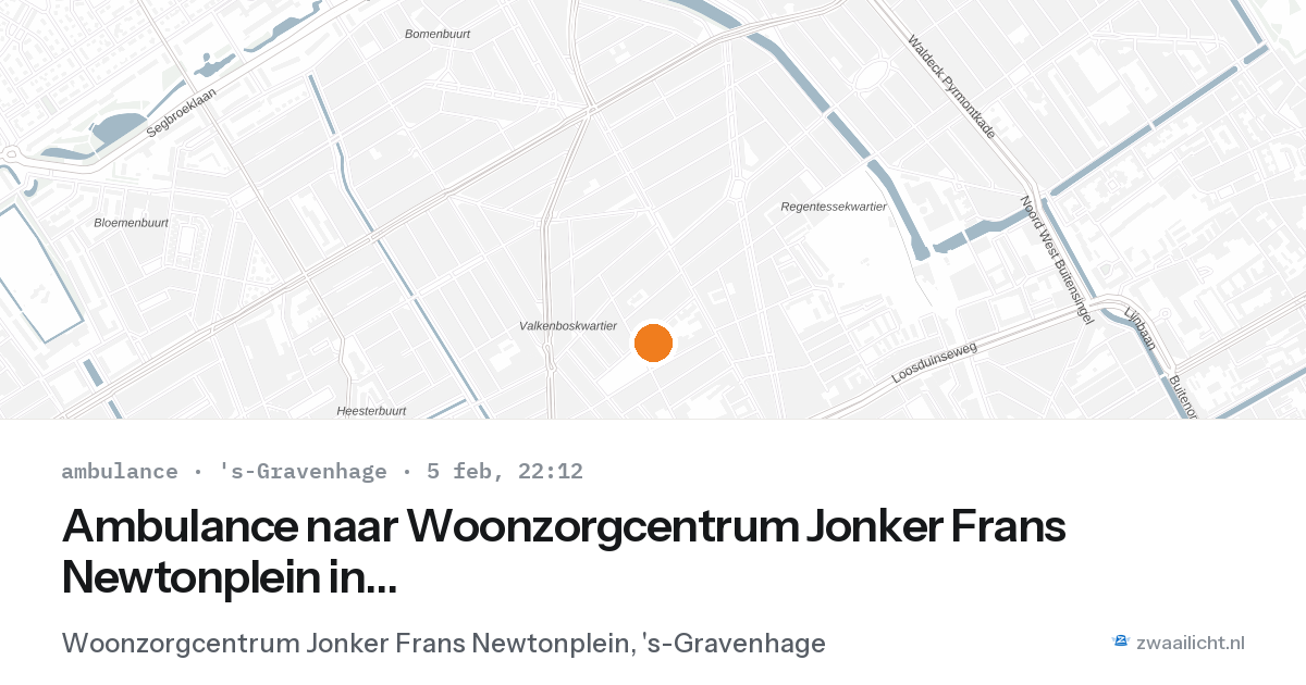 Ambulance naar Woonzorgcentrum Jonker Frans Newtonplein in 's-Gravenhage — 5 feb 2026
