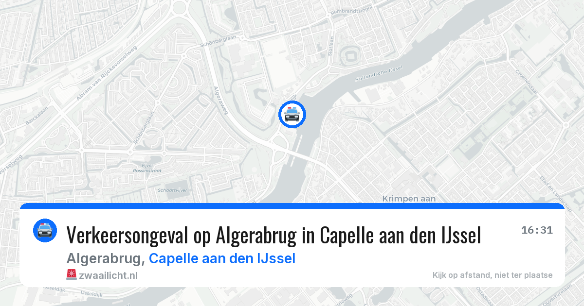 Verkeersongeval op Algerabrug in Capelle aan den IJssel — 11 aug 2026