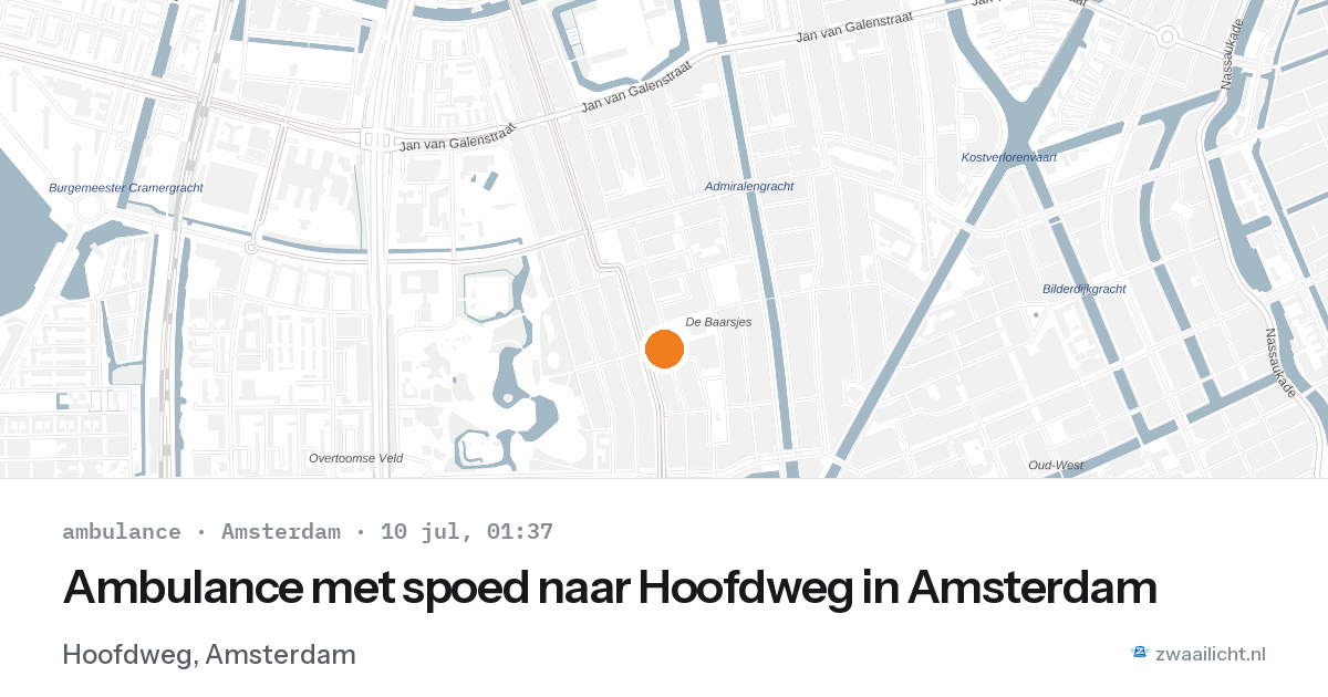 Ambulance met spoed naar Hoofdweg in Amsterdam — 9 jul 2026