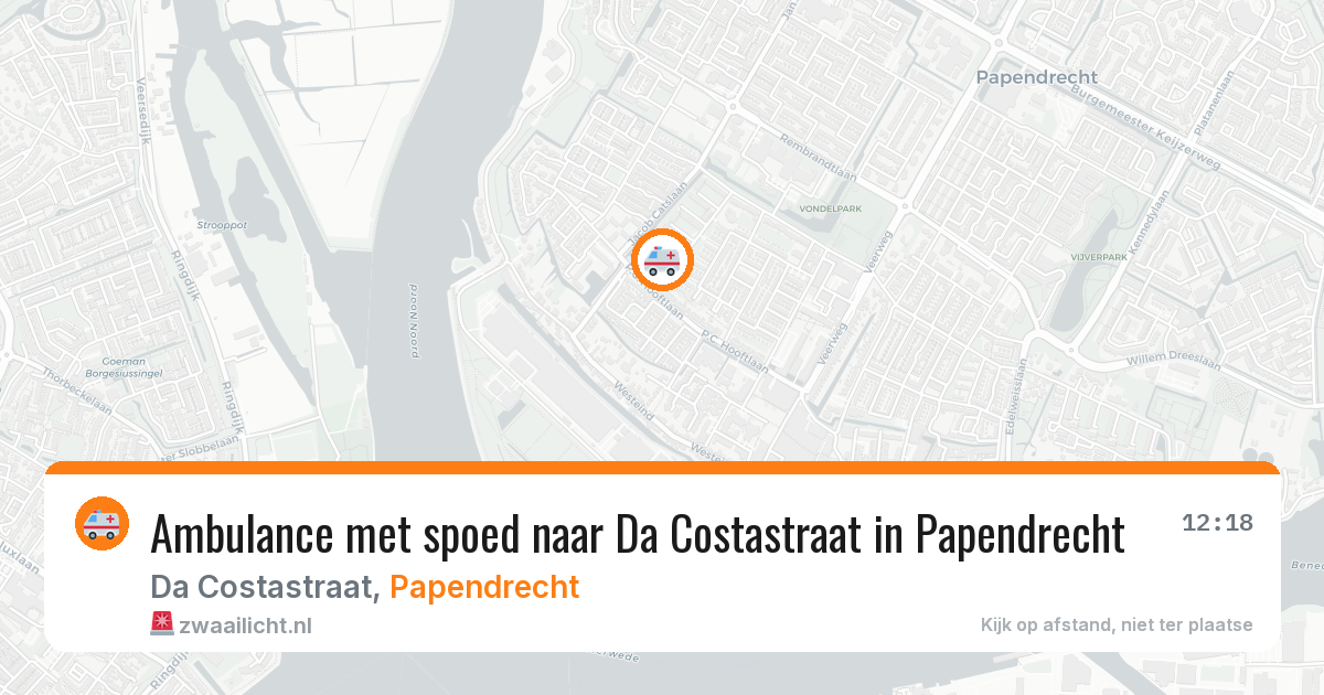 Ambulance met spoed naar Da Costastraat in Papendrecht — 12 jun 2026