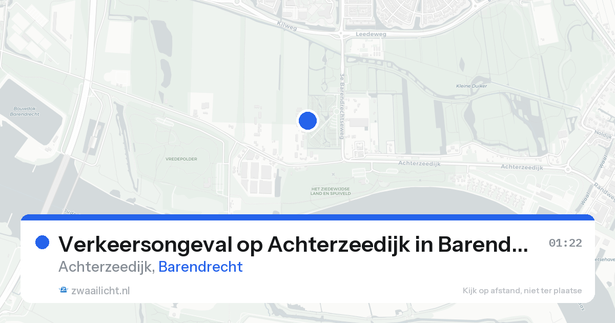 Verkeersongeval op Achterzeedijk in Barendrecht — 22 aug 2026