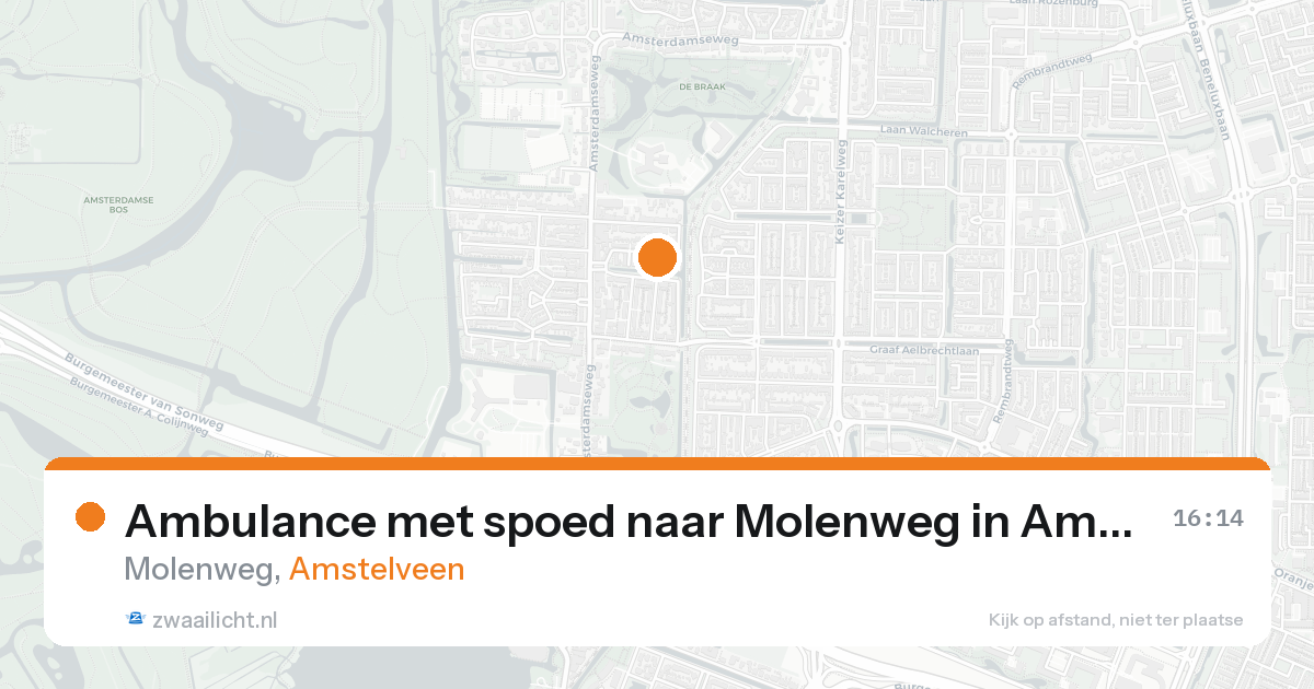 Ambulance met spoed naar Molenweg in Amstelveen — 20 aug 2026