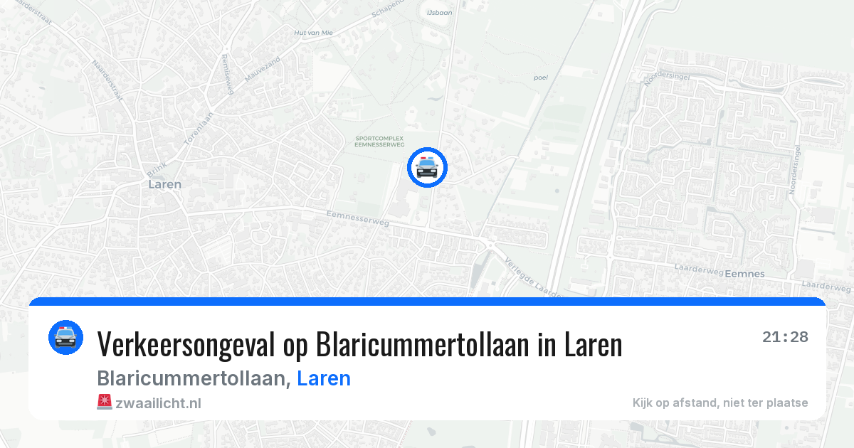 Verkeersongeval op Blaricummertollaan in Laren — 9 mei 2026