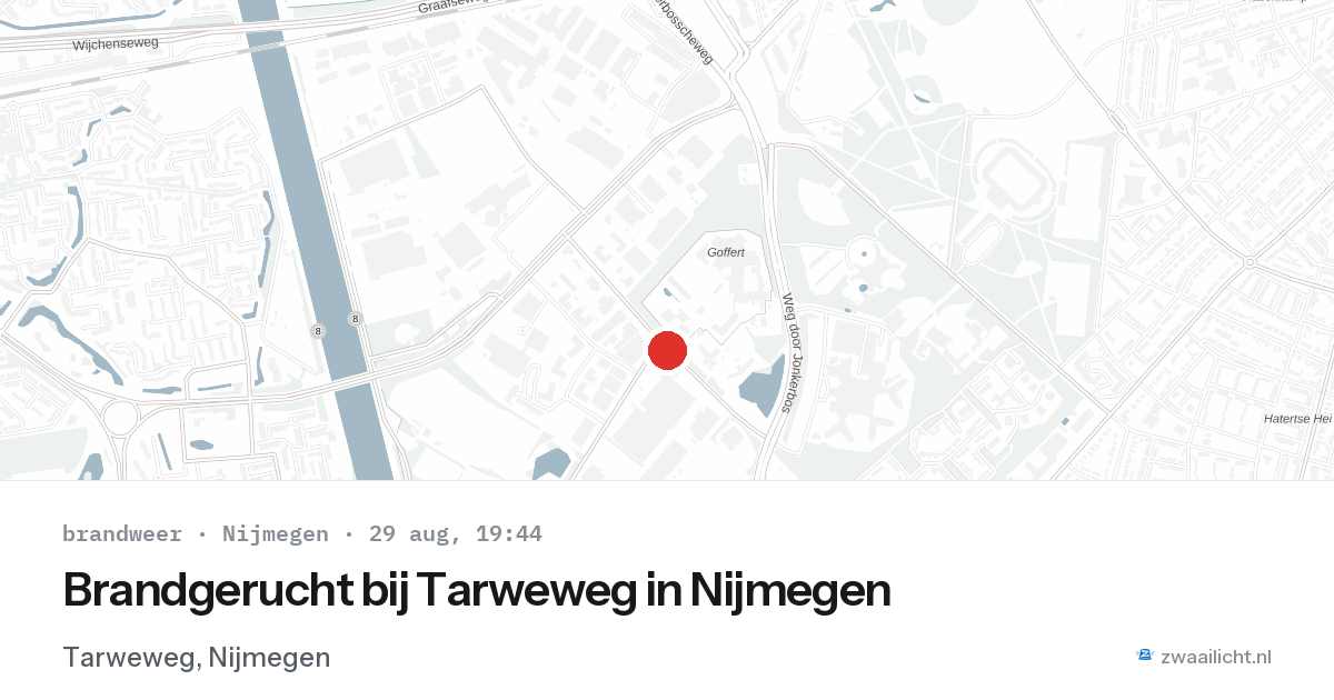 Brandgerucht bij Tarweweg in Nijmegen — 29 aug 2026
