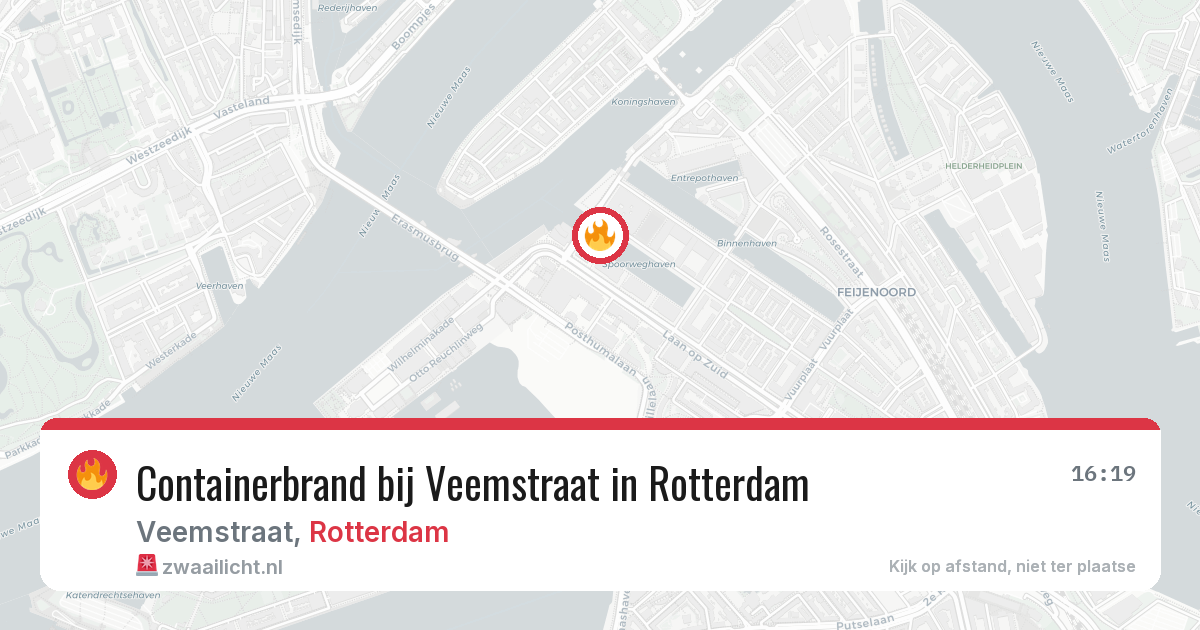 Containerbrand bij Veemstraat in Rotterdam — 26 mei 2026