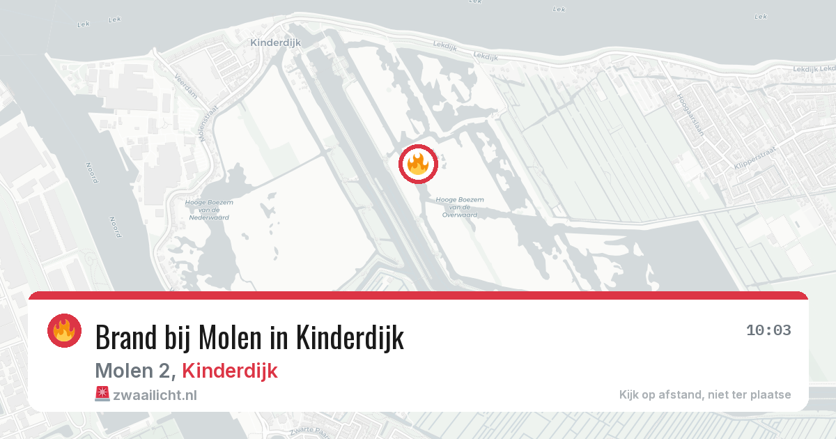 Brand bij Molen in Kinderdijk — 12 jun 2026