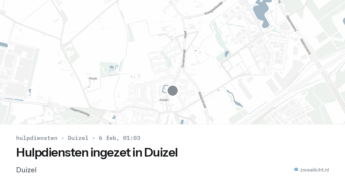 Hulpdiensten ingezet in Duizel — 6 feb 2026 | 🚨 Zwaailicht.nl