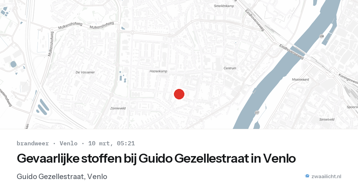Gevaarlijke stoffen bij Guido Gezellestraat in Venlo — 10 mrt 2026