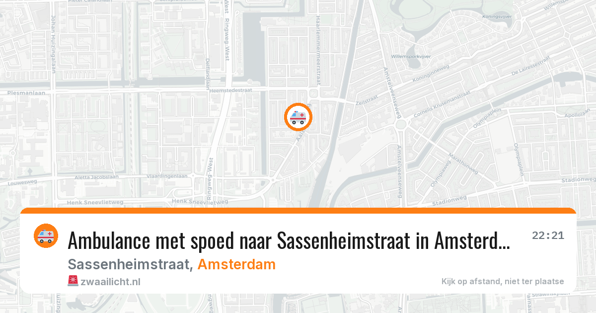 Ambulance met spoed naar Sassenheimstraat in Amsterdam — 21 mrt 2026