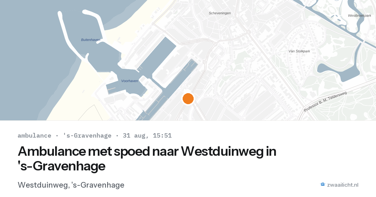 Ambulance met spoed naar Westduinweg in 's-Gravenhage — 31 aug 2026