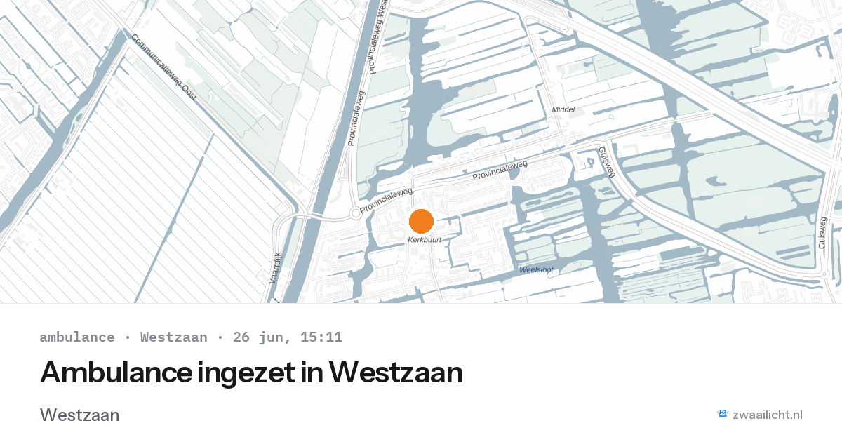 Ambulance ingezet in Westzaan — 26 jun 2026