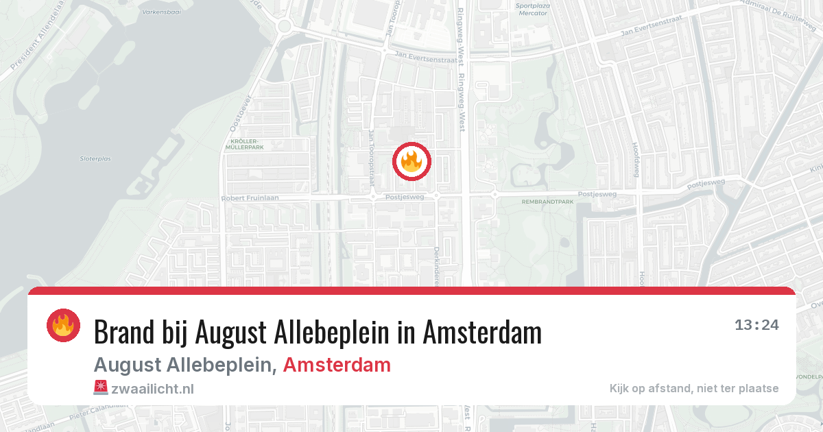 Brand bij August Allebeplein in Amsterdam — 24 jun 2026