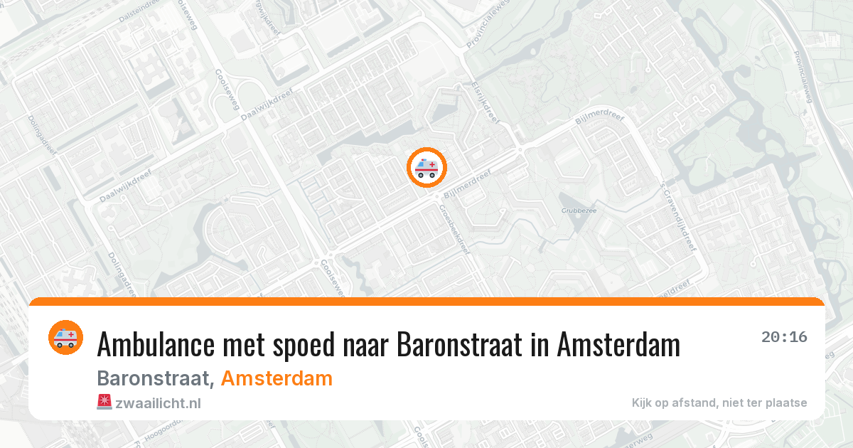 Ambulance met spoed naar Baronstraat in Amsterdam — 10 aug 2026