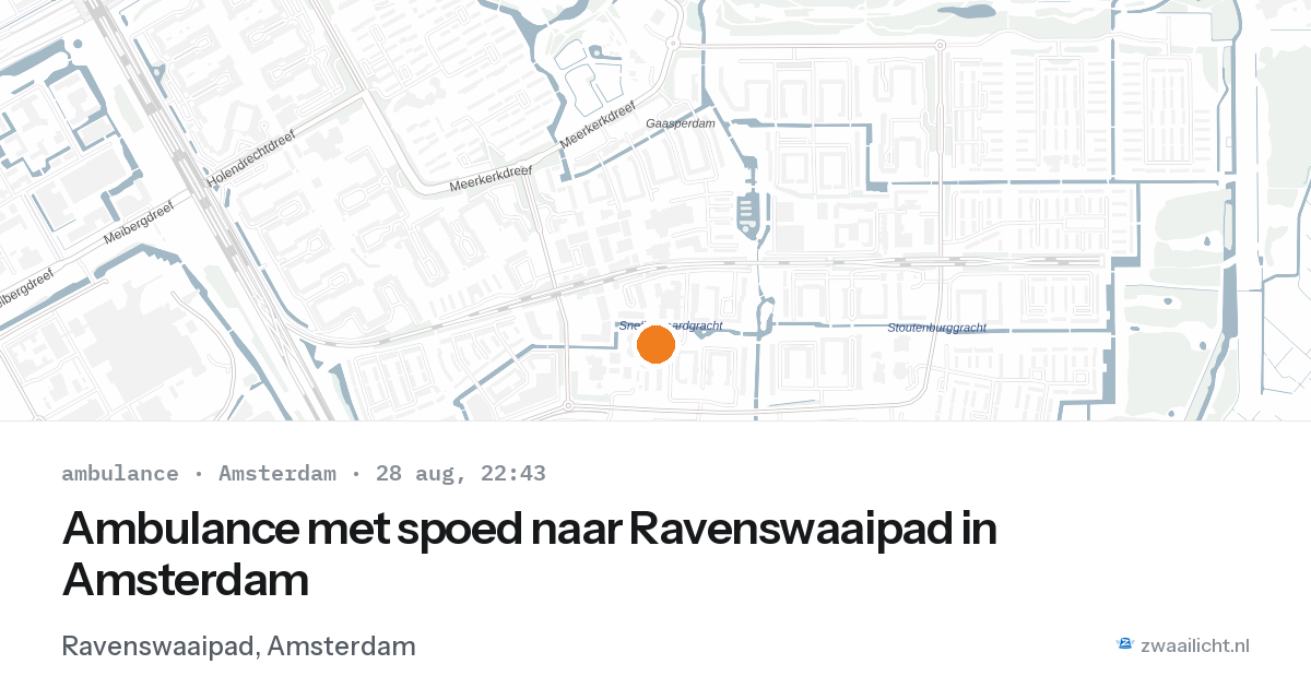 Ambulance met spoed naar Ravenswaaipad in Amsterdam — 28 aug 2026