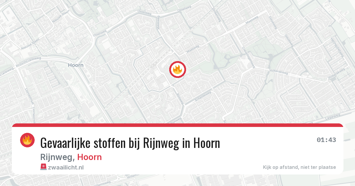 Gevaarlijke stoffen bij Rijnweg in Hoorn — 13 aug 2026