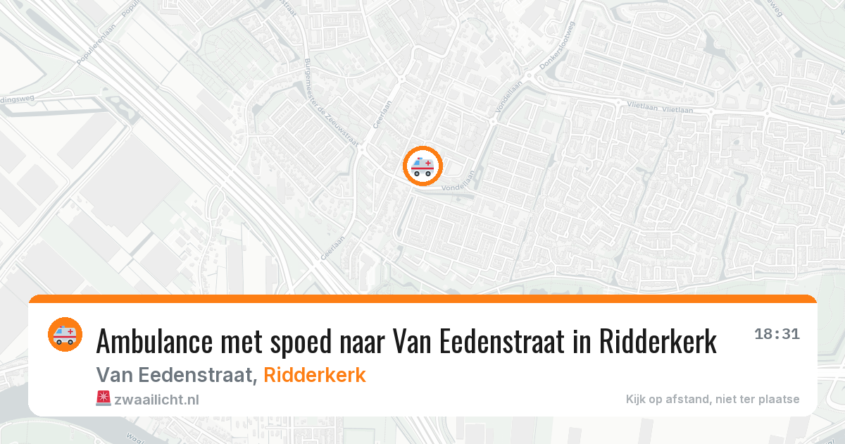 Ambulance met spoed naar Van Eedenstraat in Ridderkerk — 2 jul 2026