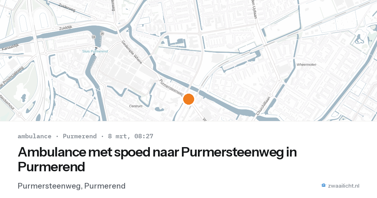 Ambulance met spoed naar Purmersteenweg in Purmerend — 8 mrt 2026