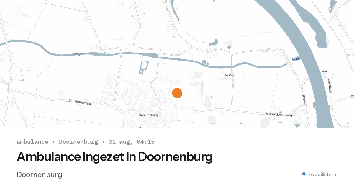 Ambulance ingezet in Doornenburg — 31 aug 2026