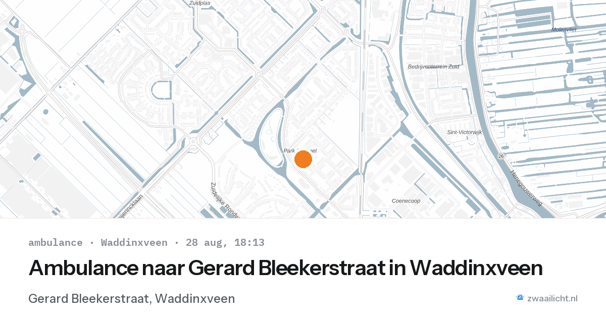 Ambulance naar Gerard Bleekerstraat in Waddinxveen — 28 aug 2026
