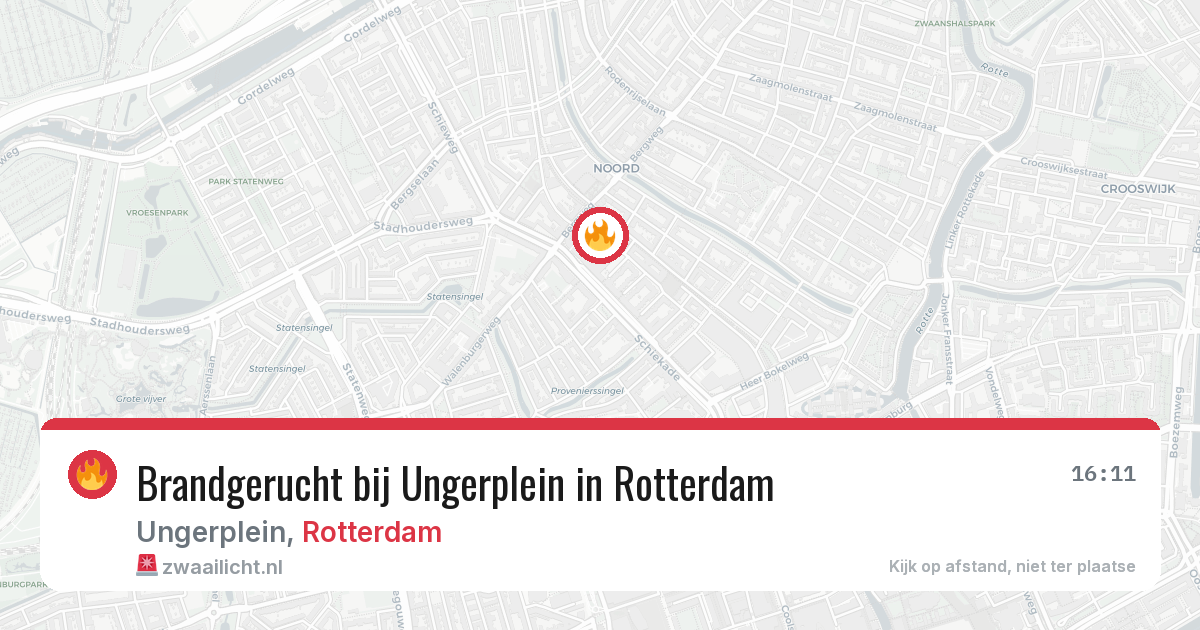 Brandgerucht bij Ungerplein in Rotterdam — 17 mei 2026