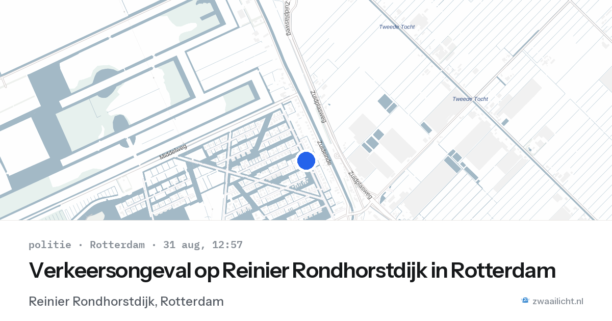 Verkeersongeval op Reinier Rondhorstdijk in Rotterdam — 31 aug 2026