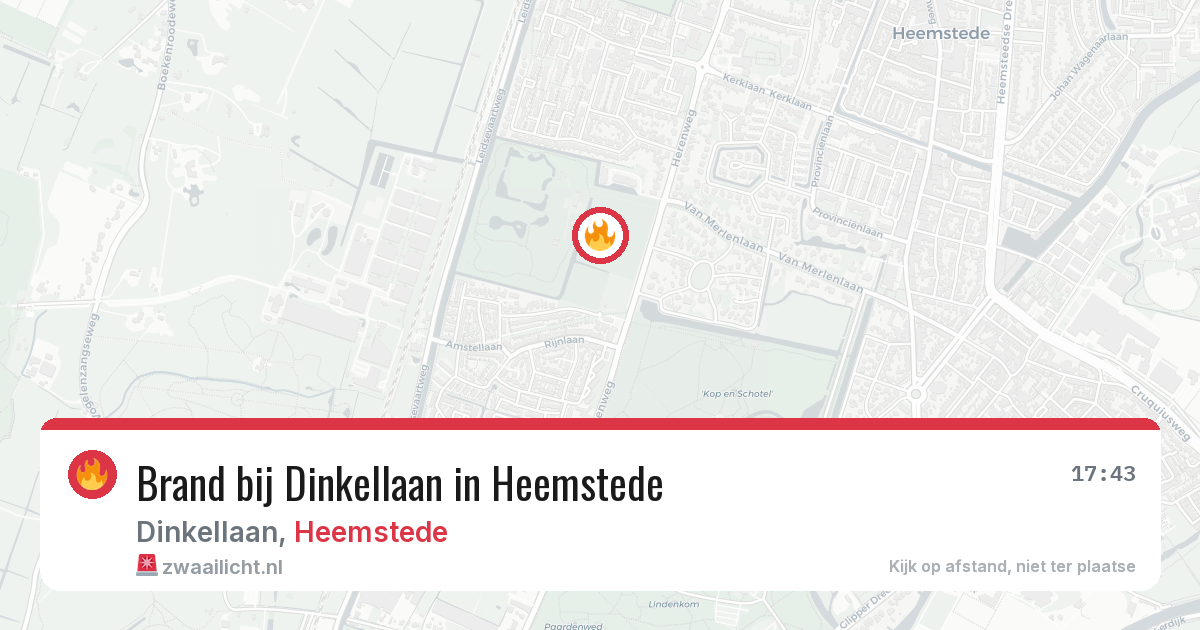 Brand bij Dinkellaan in Heemstede — 13 jun 2026