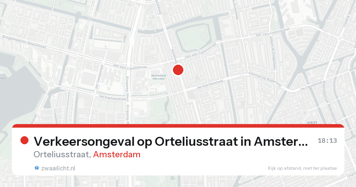 Verkeersongeval op Orteliusstraat in Amsterdam — 20 aug 2026