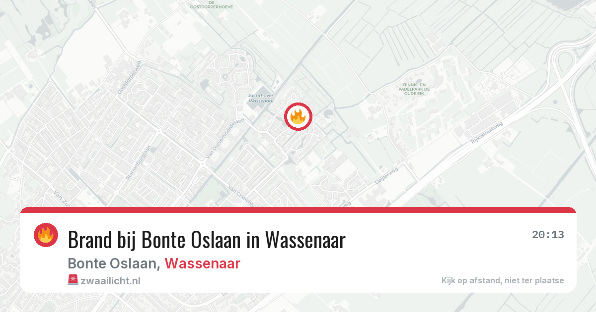 Brand bij Bonte Oslaan in Wassenaar — 13 jun 2026
