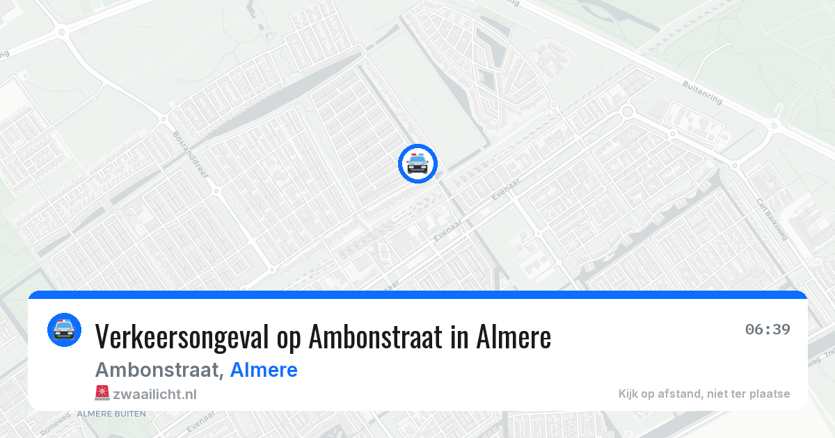 Verkeersongeval op Ambonstraat in Almere — 17 jul 2026