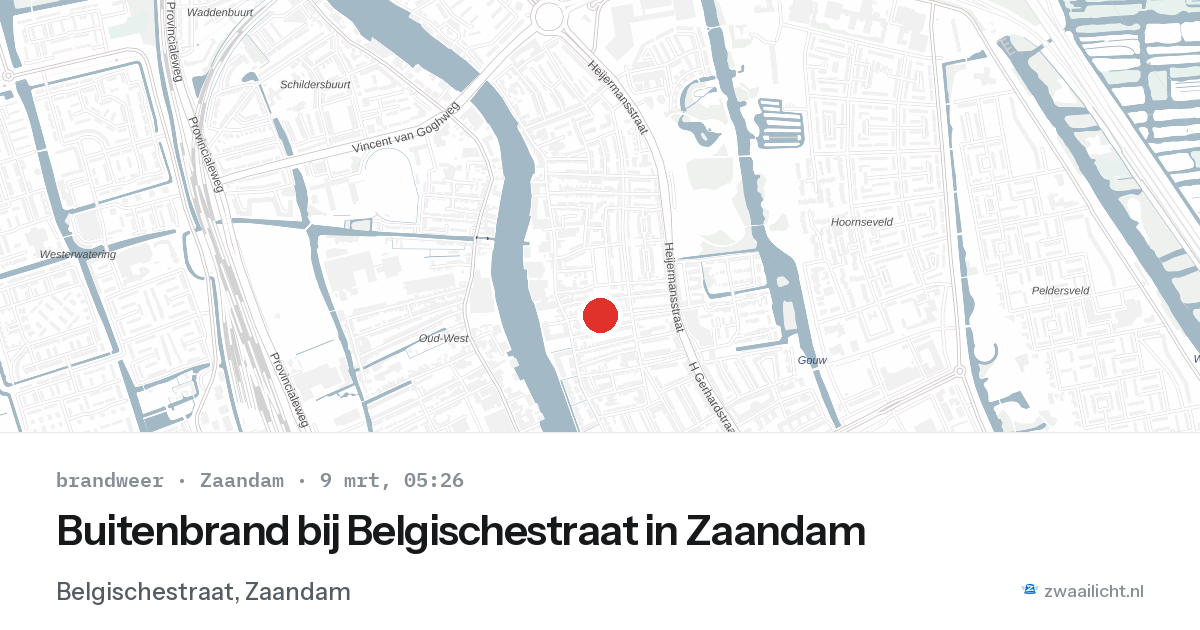 Buitenbrand bij Belgischestraat in Zaandam — 9 mrt 2026