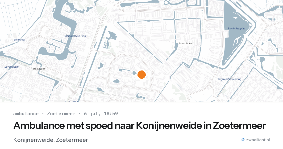 Ambulance met spoed naar Konijnenweide in Zoetermeer — 6 jul 2026