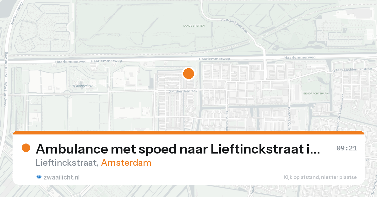 Ambulance met spoed naar Lieftinckstraat in Amsterdam — 19 aug 2026
