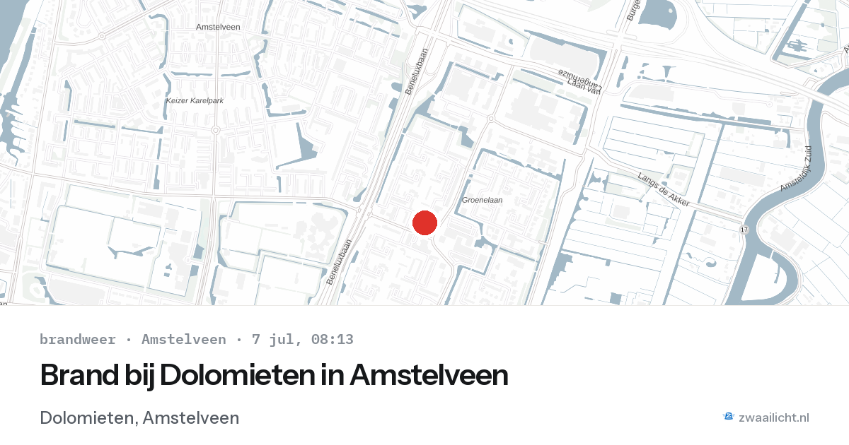 Brand bij Dolomieten in Amstelveen — 7 jul 2026