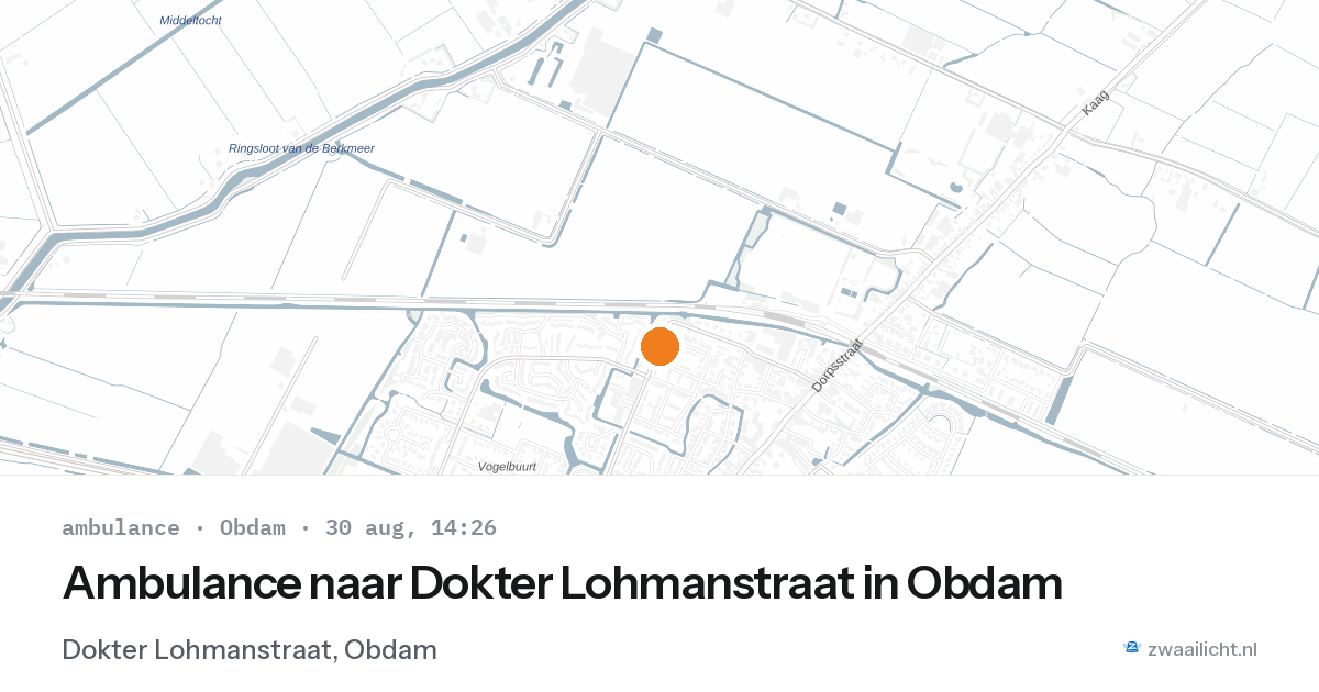 Ambulance naar Dokter Lohmanstraat in Obdam — 30 aug 2026
