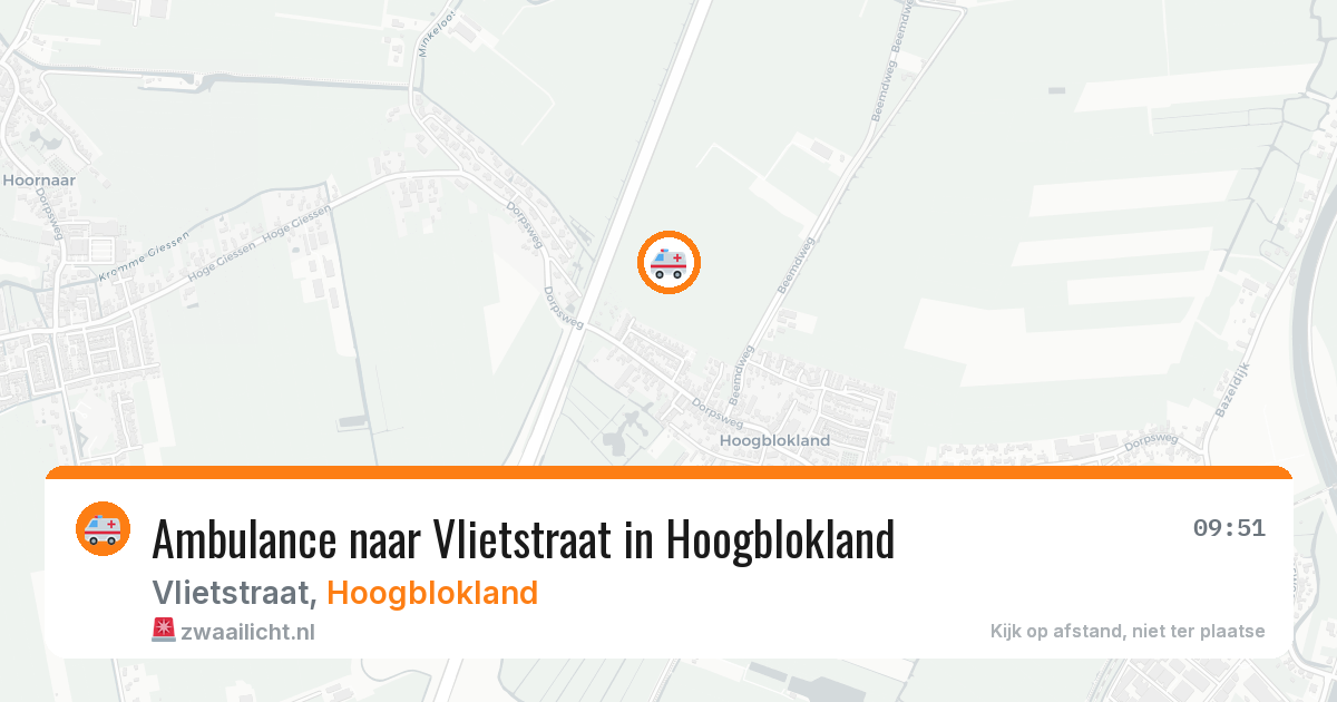 Ambulance naar Vlietstraat in Hoogblokland — 12 aug 2026